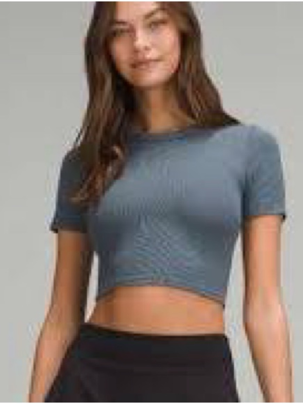 Lululemon Hold Tight Straight-Hem Crop T-Shirt Size S Slate Blue Ribbed Lounge
